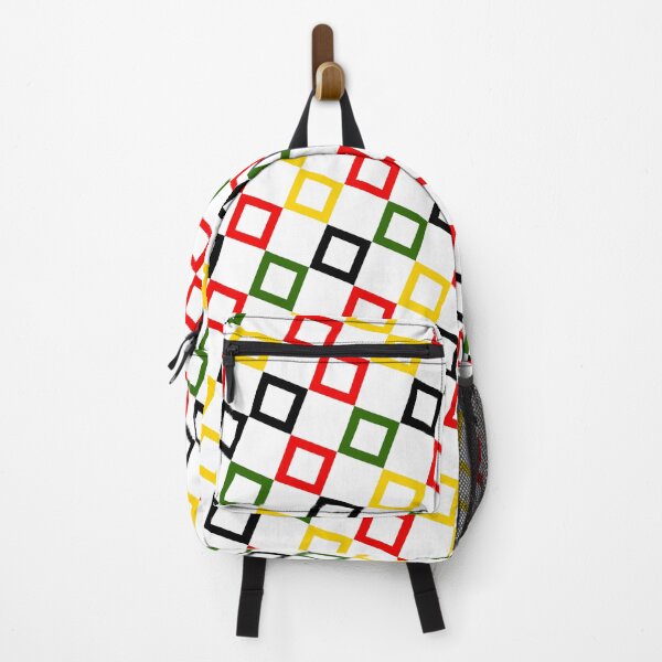Item preview, Colorful Square Geometry Blocks Rasta Tones designed and sold by EvergreenMotifs.