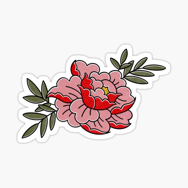 Item preview, Traditional Style Tattoo Peony Floral designed and sold by Shayna Rogers.