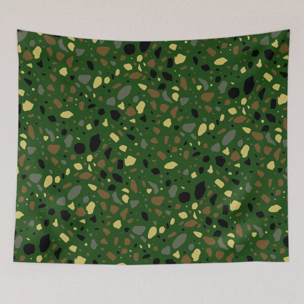 Item preview, Military Theme Colorful Pebble Terrazzo Stone Textile Green designed and sold by EvergreenMotifs.