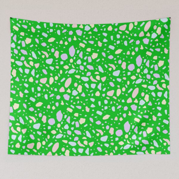 Item preview, Colorful Pastel Pebble Terrazzo Stone Textile Green designed and sold by EvergreenMotifs.