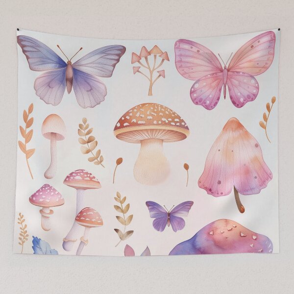 Item preview, Whimsical Butterfly and Mushroom Feast designed and sold by Gourmet Neko Art | .