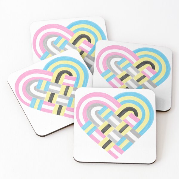 Item preview, Woven Heart Polygender Pride Flag pink yellow blue gray designed and sold by JoyfulJen.