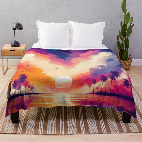 Item preview, Tropical Sunset Dream: Vibrant Clouds and Silhouetted Palms designed and sold by ArtComixHaven.