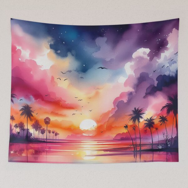 Item preview, Sunset Serenity: Palm Silhouettes and Cosmic Sky Hues designed and sold by ArtComixHaven.