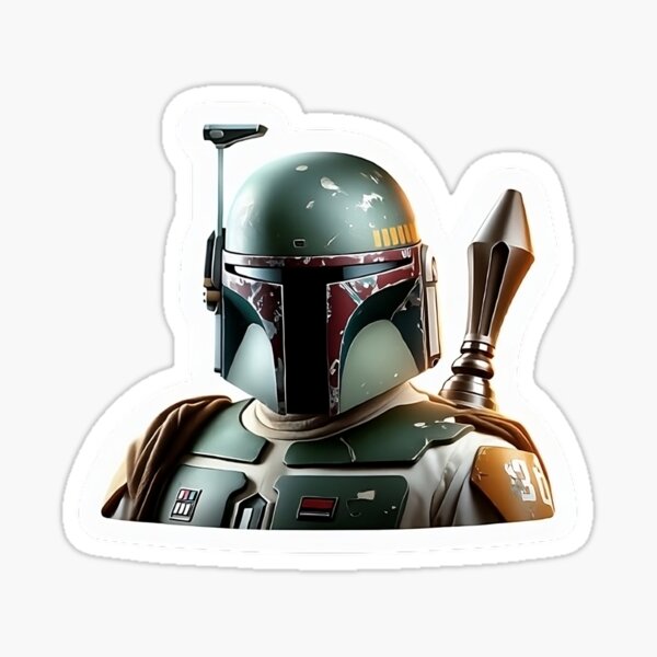 Vista previa del artículo con la obra «boba Fett», diseñado y vendido por StickersNPeels.