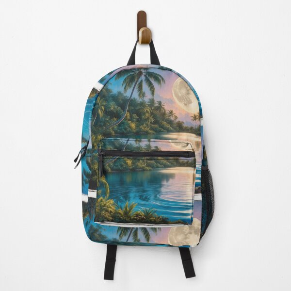 Item preview, "Tropical Paradise Under a Luminous Moonlight Radiance" designed and sold by ArtComixHaven.