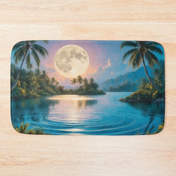 Item preview, "Tropical Paradise Under a Luminous Moonlight Radiance" designed and sold by ArtComixHaven.