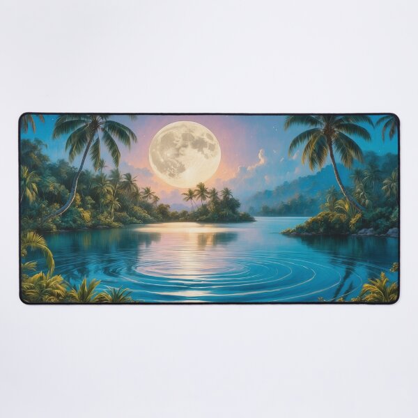Item preview, "Tropical Paradise Under a Luminous Moonlight Radiance" designed and sold by ArtComixHaven.