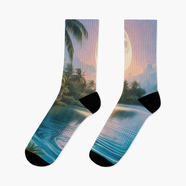 Item preview, "Tropical Paradise Under a Luminous Moonlight Radiance" designed and sold by ArtComixHaven.