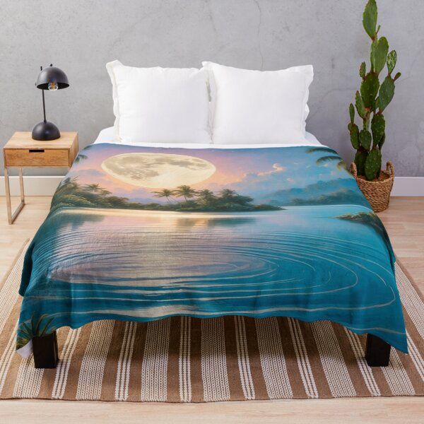 Item preview, "Tropical Paradise Under a Luminous Moonlight Radiance" designed and sold by ArtComixHaven.