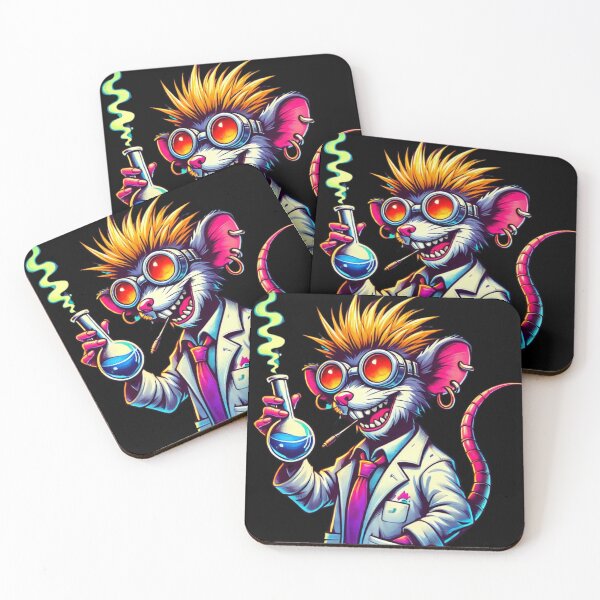 Item preview, Crazy Cartoon Lab Rat Scientist with Smoking Flask designed and sold by ArtFeverShop.