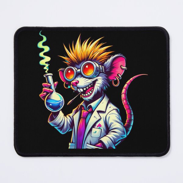 Item preview, Crazy Cartoon Lab Rat Scientist with Smoking Flask designed and sold by ArtFeverShop.