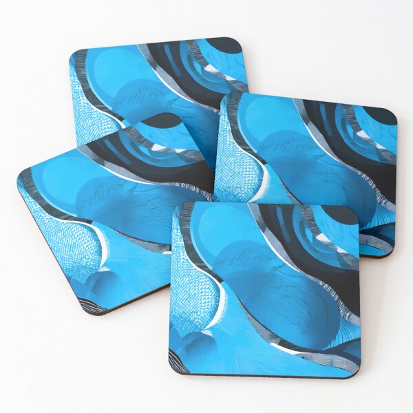 Item preview, blue fabric striped black oval shapes designed and sold by janjacbu.
