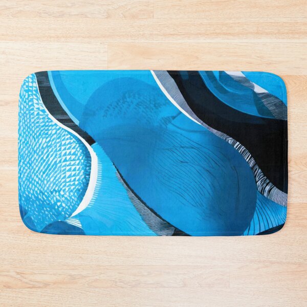 Item preview, blue fabric striped black oval shapes designed and sold by janjacbu.