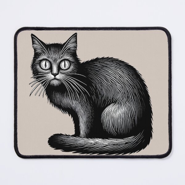 Item preview, Elegant Black Cat With Big Eyes Line Art designed and sold by Nabucodonoshop.