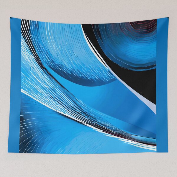 Item preview, blue fabric black white lines designed and sold by janjacbu.