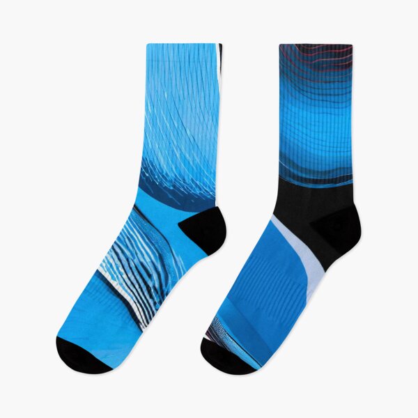 Item preview, blue fabric black white lines designed and sold by janjacbu.