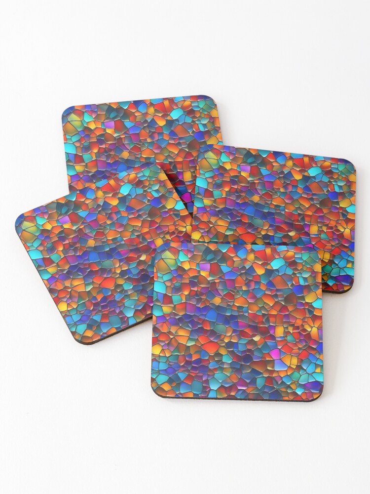 Thumbnail 1 of 5, Coasters (Set of 4), Abstract Colorful Stained Glass Pattern designed and sold by calibrit.