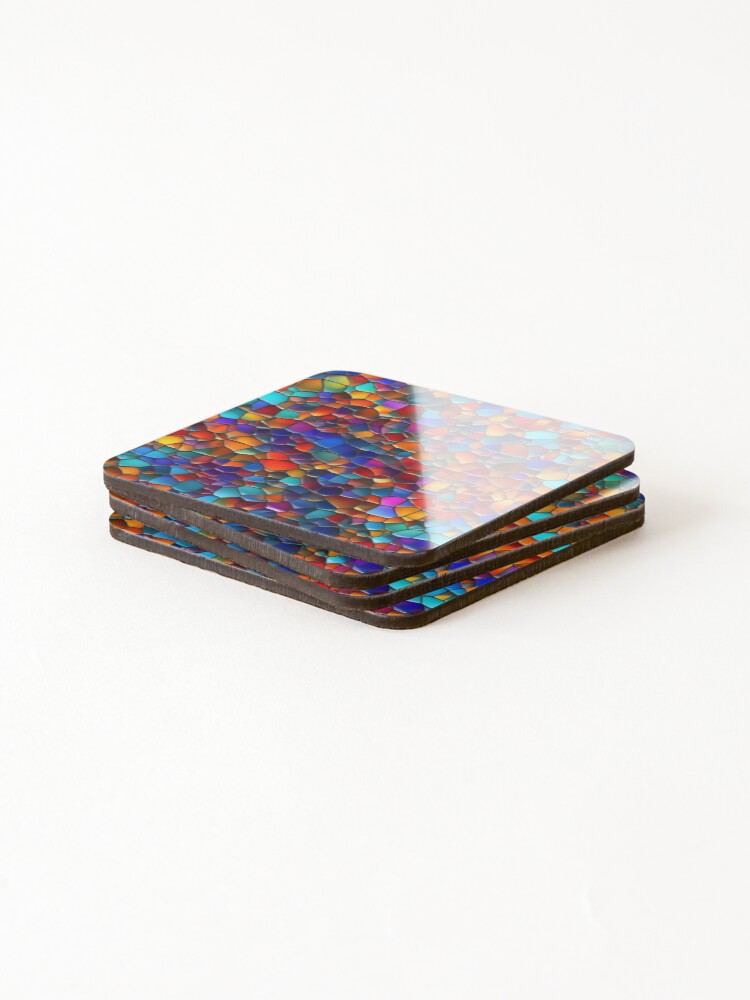 Thumbnail 4 of 5, Coasters (Set of 4), Abstract Colorful Stained Glass Pattern designed and sold by calibrit.