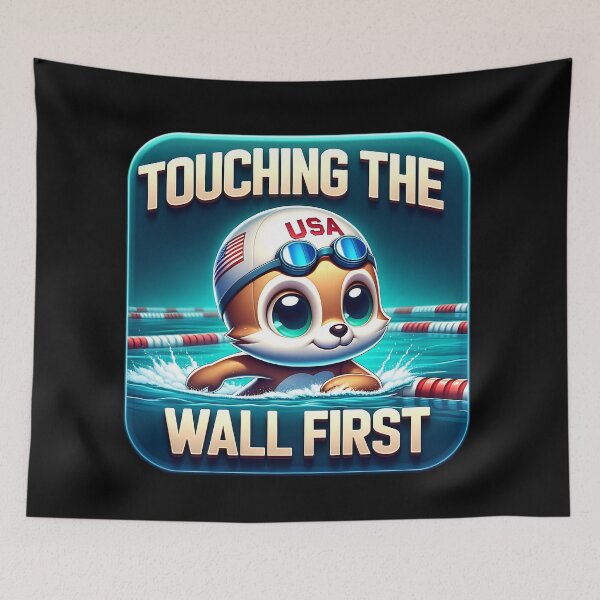 Item preview, Swimming Touching the Wall First USA Patriotic designed and sold by sparsonboutique.