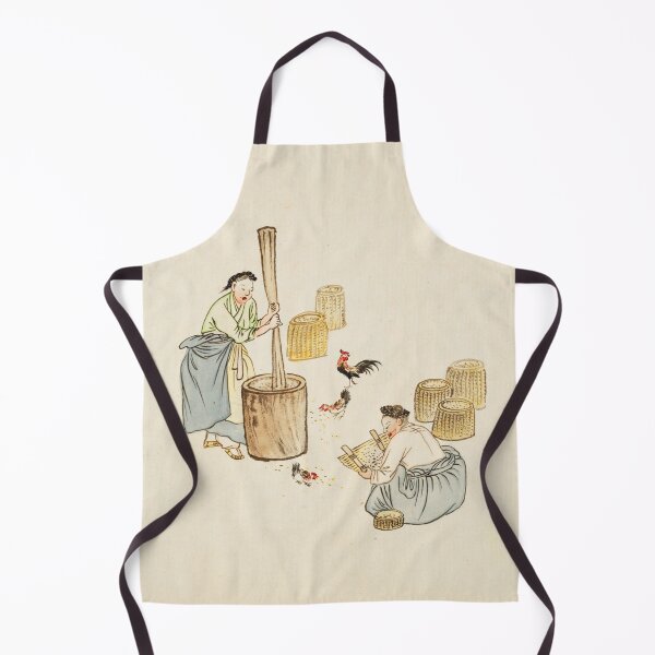 Item preview, Korean Minhwa Painting Pounding Grain Woman Traditional Korean Genre Art designed and sold by allpalgo.