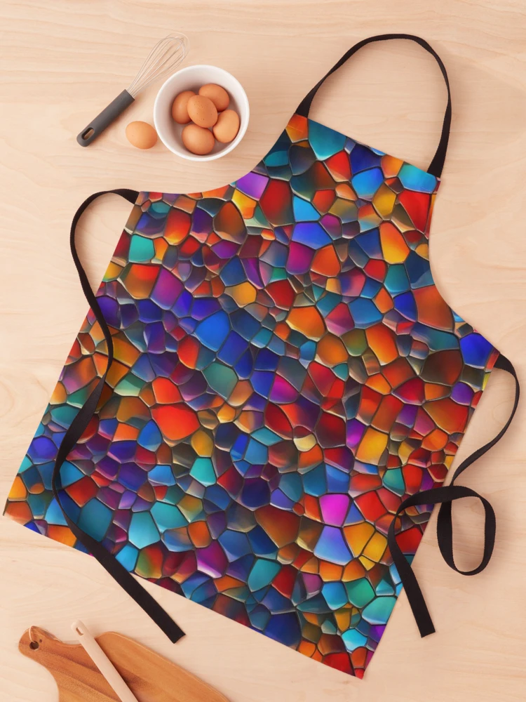 Thumbnail 1 of 6, Apron, Abstract Colorful Stained Glass Pattern designed and sold by calibrit.