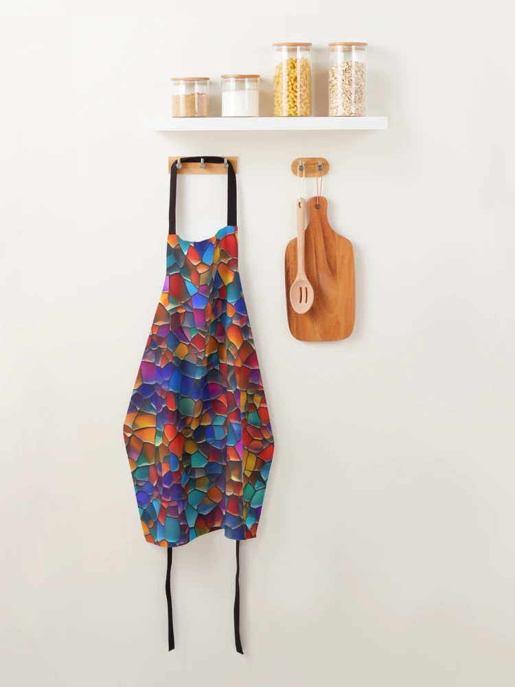 Thumbnail 4 of 6, Apron, Abstract Colorful Stained Glass Pattern designed and sold by calibrit.