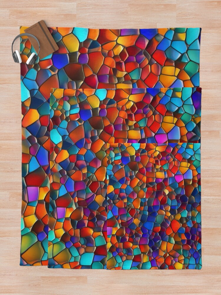Thumbnail 5 of 6, Throw Blanket, Abstract Colorful Stained Glass Pattern designed and sold by calibrit.