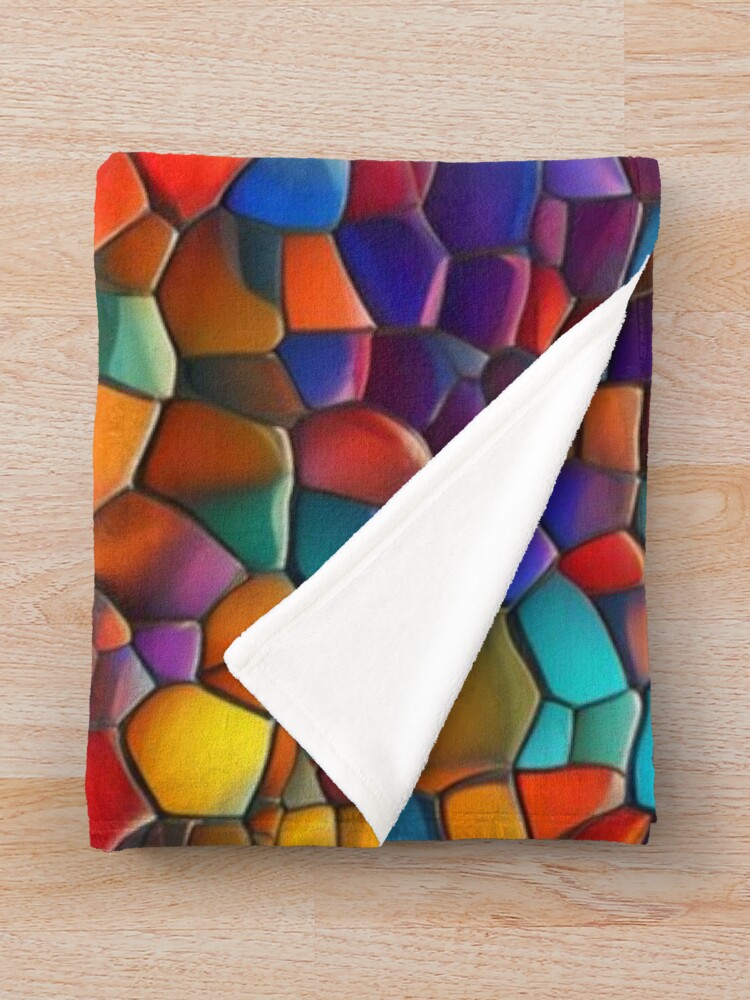 Thumbnail 3 of 6, Throw Blanket, Abstract Colorful Stained Glass Pattern designed and sold by calibrit.