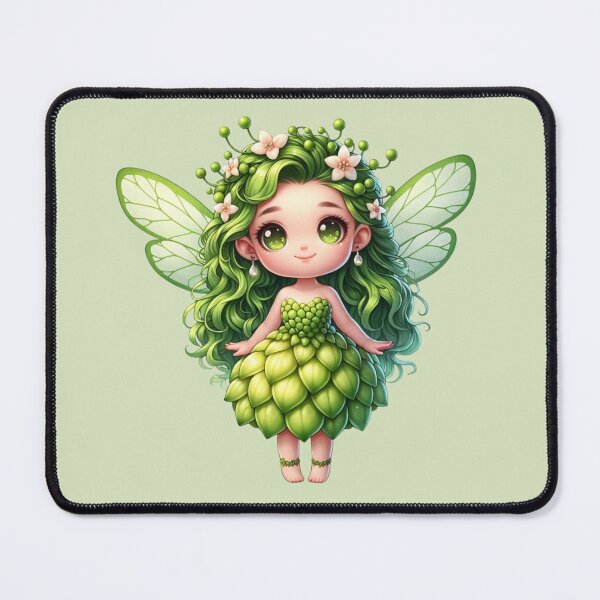 Item preview, Cute Green Fairy with Butterfly Wings Elves Manga Girl Exotic Fruits Cherimoya Tropical Nature designed and sold by Annika Shurafa.
