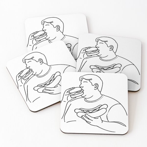 Item preview, Fat man eating a hamburger and hot dog designed and sold by PetPaletteCards.