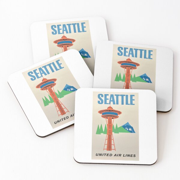 Artikelvorschau, SEATTLE United Airlines Reiseplakat | SEATTLE Reisen entworfen und verkauft von TeeARTHY.
