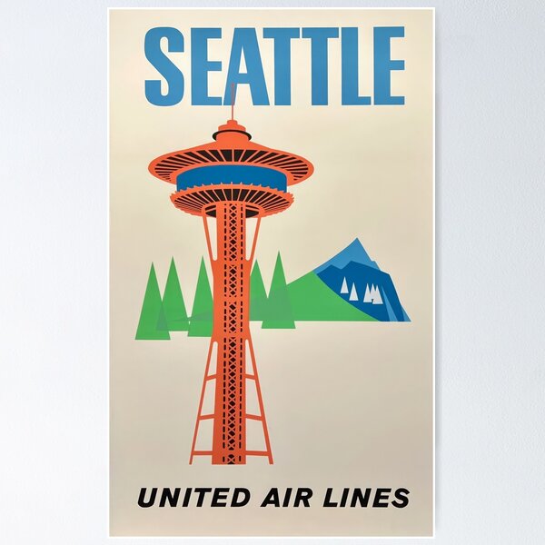 Item preview, SEATTLE United Airlines Travel Poster | SEATTLE  Travel   designed and sold by TeeARTHY.
