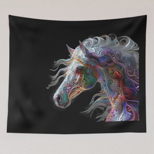 Item preview, The Quilled Horse on Black, Gift for Horse Lovers, Horses, Quilling, Fractal, Pony, Arabian Horse designed and sold by ANotiontoKnit.