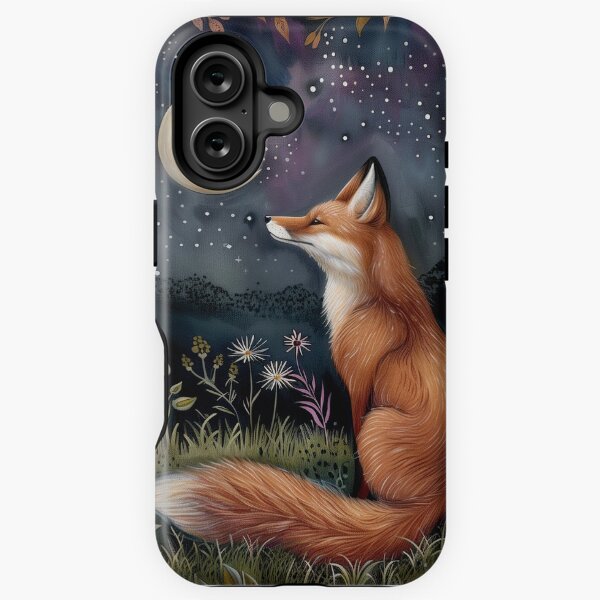 Item preview, Wild Red Fox Under the Moon in a Flower Garden designed and sold by DaisyHouse.