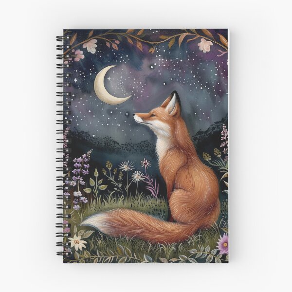 Item preview, Wild Red Fox Under the Moon in a Flower Garden designed and sold by DaisyHouse.