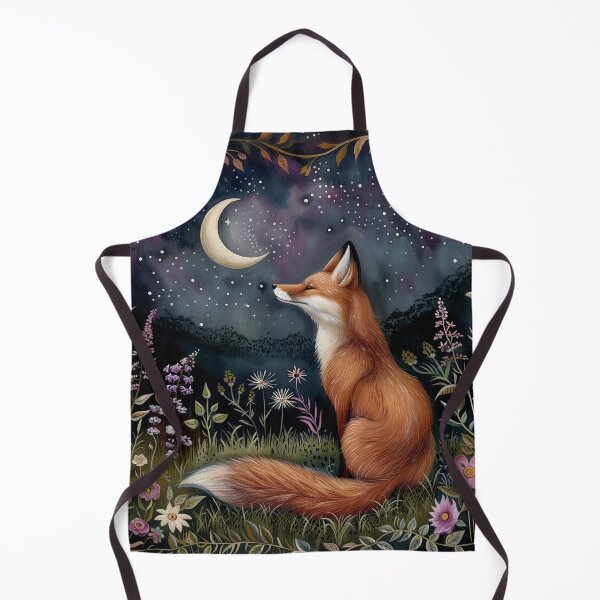 Item preview, Wild Red Fox Under the Moon in a Flower Garden designed and sold by DaisyHouse.