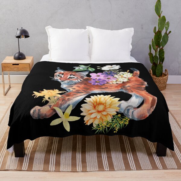 Item preview, Cute Baby Bobcat With Colorful Blossoms Wildlife Design designed and sold by EarthArtDesigns.