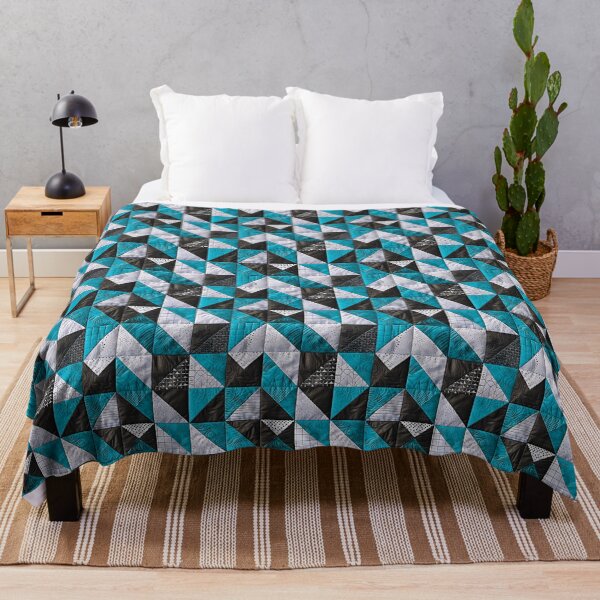 Item preview, Lazy patchwork in blue and black tones designed and sold by fuzzyfox.