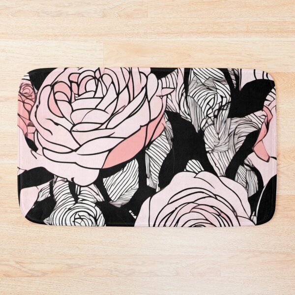 Item preview, pink roses on black striped background designed and sold by janjacbu.