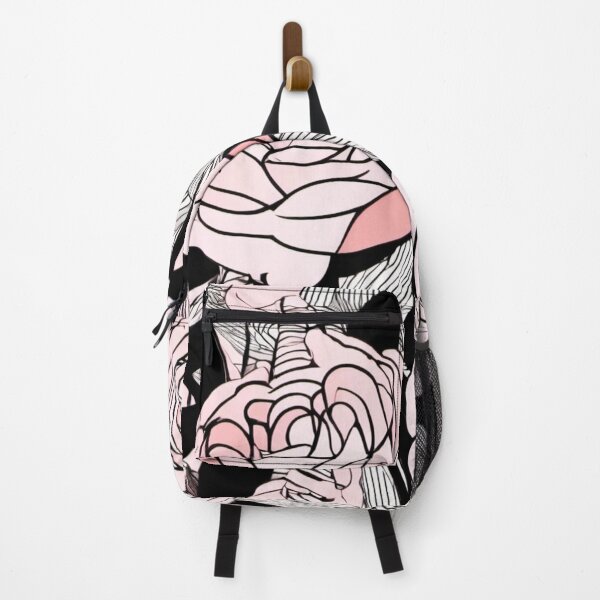 Item preview, pink roses on black striped background designed and sold by janjacbu.