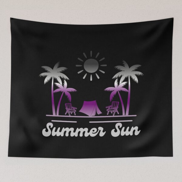 Item preview, Asexual pride graphic, Beach Vibes with tent, palm trees and deck chair rainbow graphic, summer sun vibes, summer aesthetic graphic,  designed and sold by PrideBeProud.