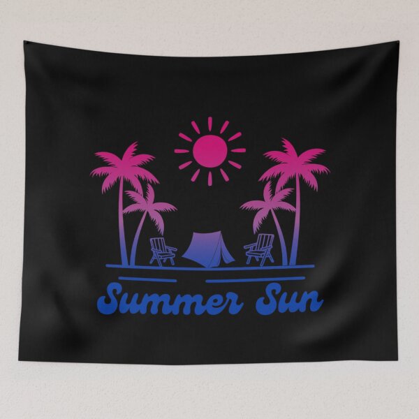 Item preview, Bisexual pride graphic, Beach Vibes with tent, palm trees and deck chair rainbow graphic, summer sun vibes, summer aesthetic graphic,  designed and sold by PrideBeProud.