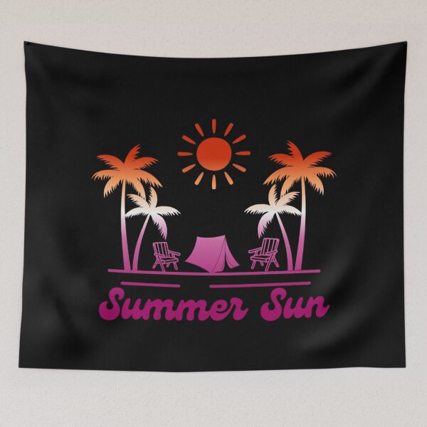 Item preview, Lesbian pride graphic, Beach Vibes with tent, palm trees and deck chair rainbow graphic, summer sun vibes, summer aesthetic graphic,  designed and sold by PrideBeProud.