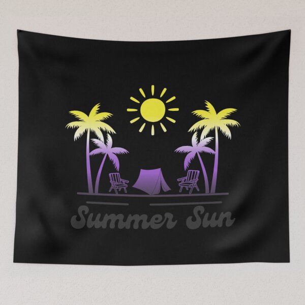 Item preview, Nonbinary pride graphic, Beach Vibes with tent, palm trees and deck chair rainbow graphic, summer sun vibes, summer aesthetic graphic,  designed and sold by PrideBeProud.