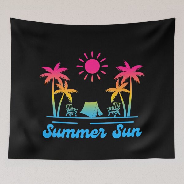 Item preview, Pansexual pride graphic, Beach Vibes with tent, palm trees and deck chair rainbow graphic, summer sun vibes, summer aesthetic graphic,  designed and sold by PrideBeProud.