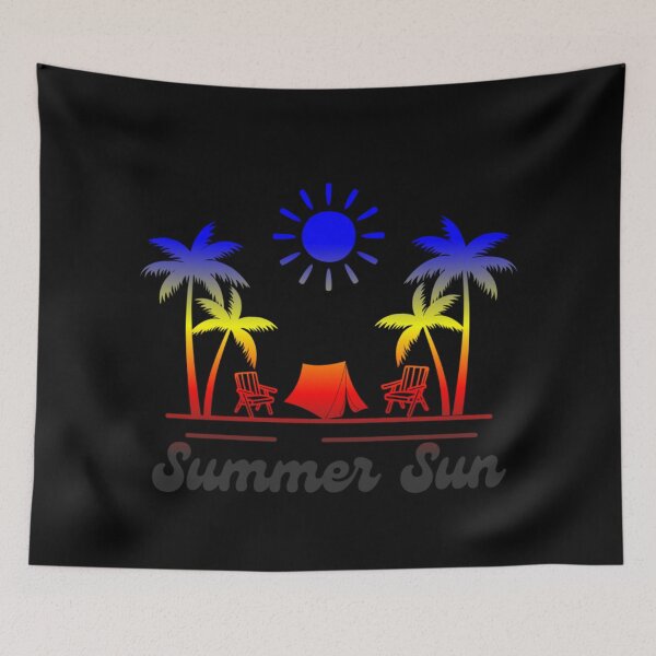 Item preview, Polyamory pride graphic, Beach Vibes with tent, palm trees and deck chair rainbow graphic, summer sun vibes, summer aesthetic graphic,  designed and sold by PrideBeProud.