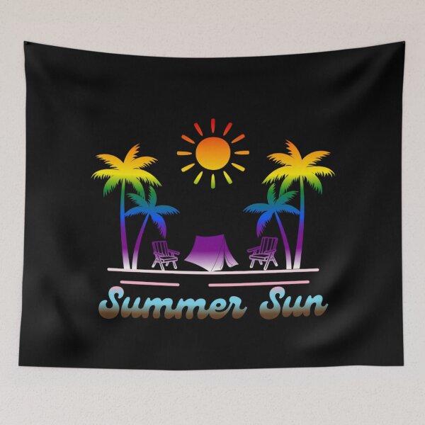 Item preview, Progress pride graphic, Beach Vibes with tent, palm trees and deck chair rainbow graphic, summer sun vibes, summer aesthetic graphic,  designed and sold by PrideBeProud.