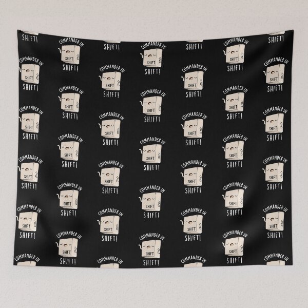 Item preview, Commander In Shirt Funny Keyboard Pun (Dark BG) designed and sold by punnybone.