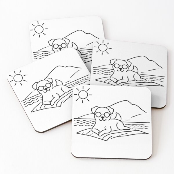 Item preview, dog with sunglasses at the beach designed and sold by PetPaletteCards.